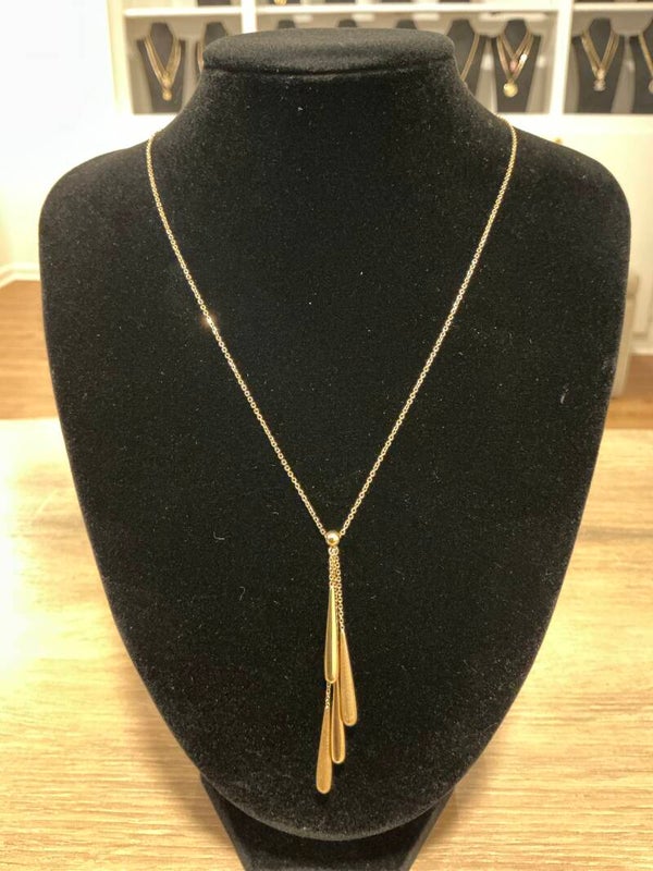 CADENA GLAMUROSA 14K CON HERMOSOS COLGANTES CADENA DE VESTIR