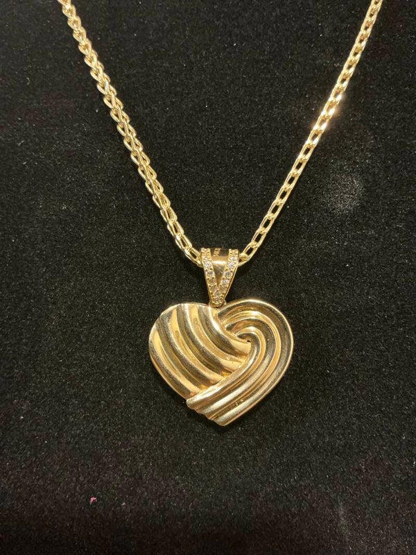CADENA FRANCO 14K CON CORAZÓN 14K SOLIDO