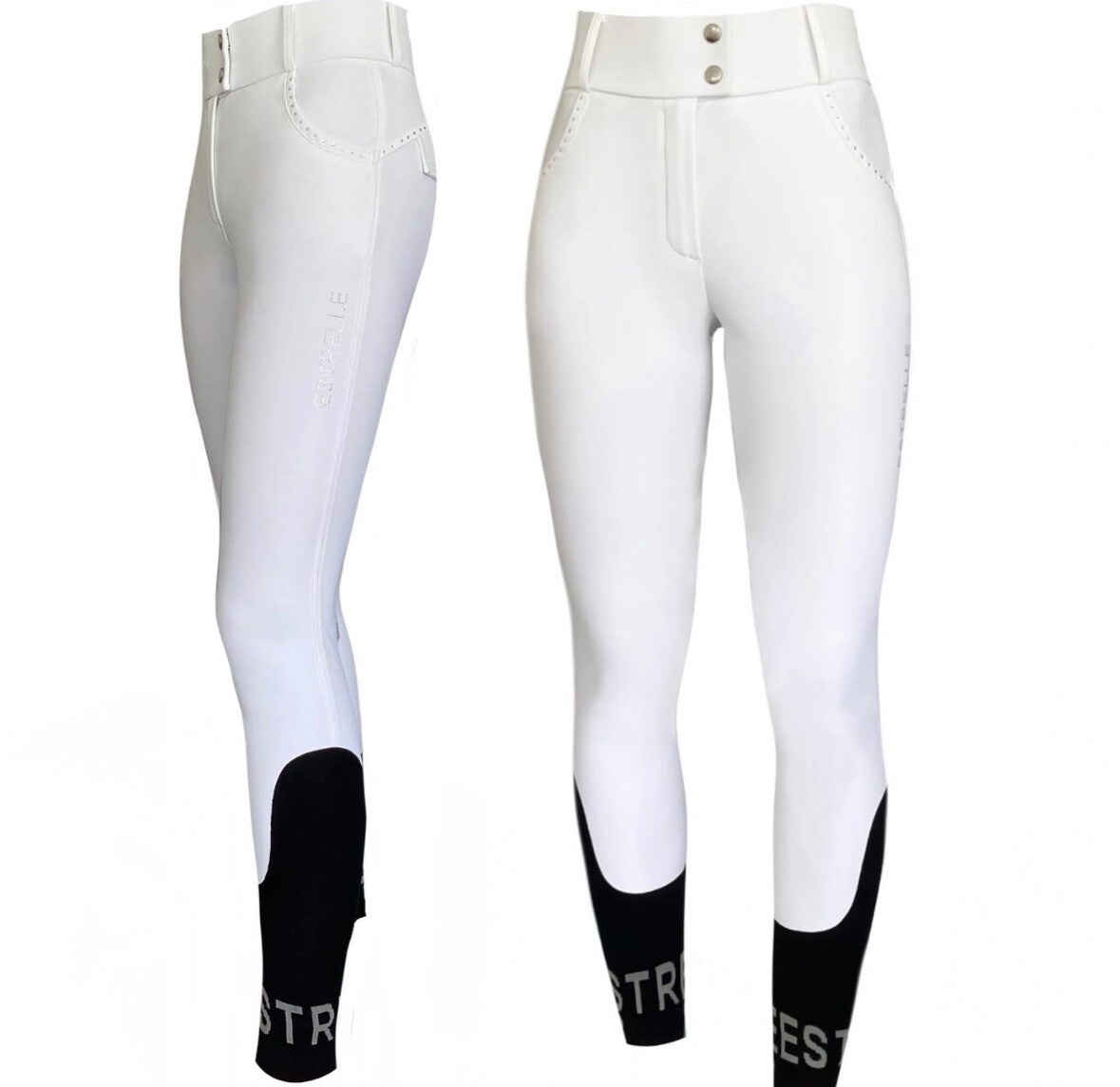 Estrelle signature rijbroek suède kniestukken wit