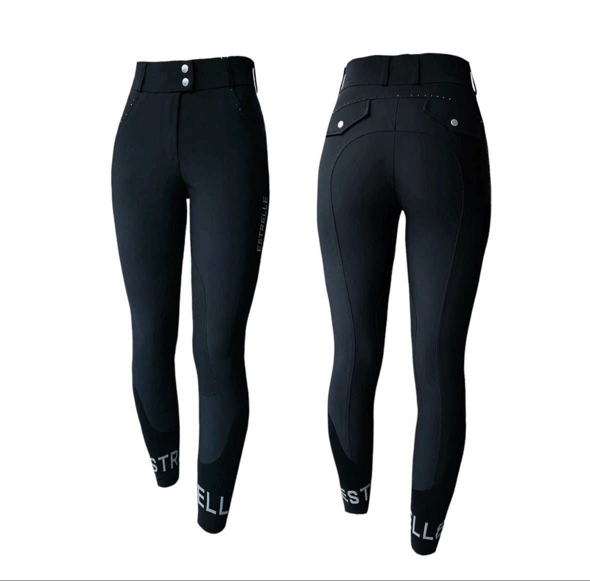 Estrelle signature rijbroek met suède kniepatches zwart
