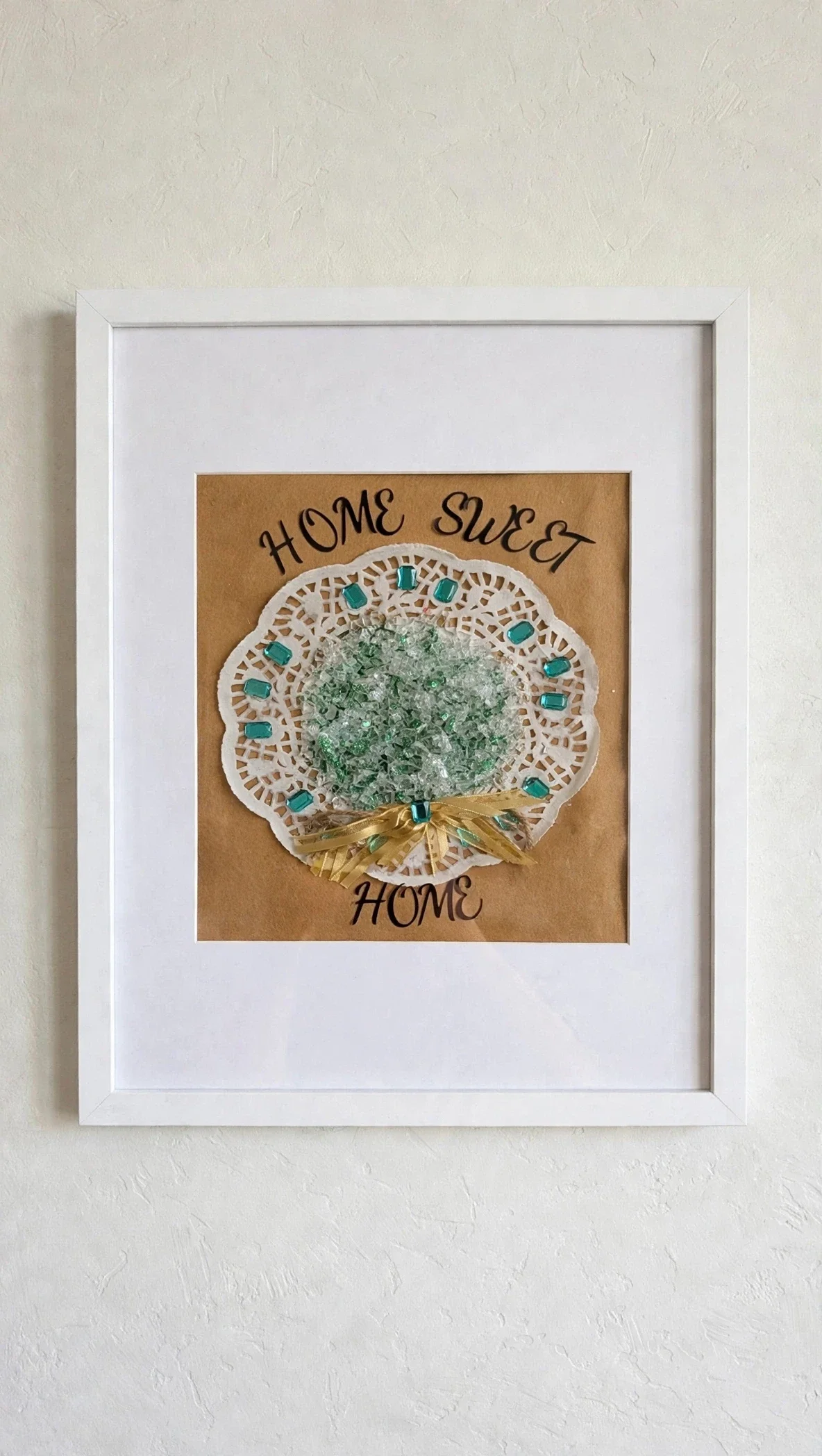 "Home Sweet Home" Handmade Glass Mosaic Wall Art, Framed 12x14