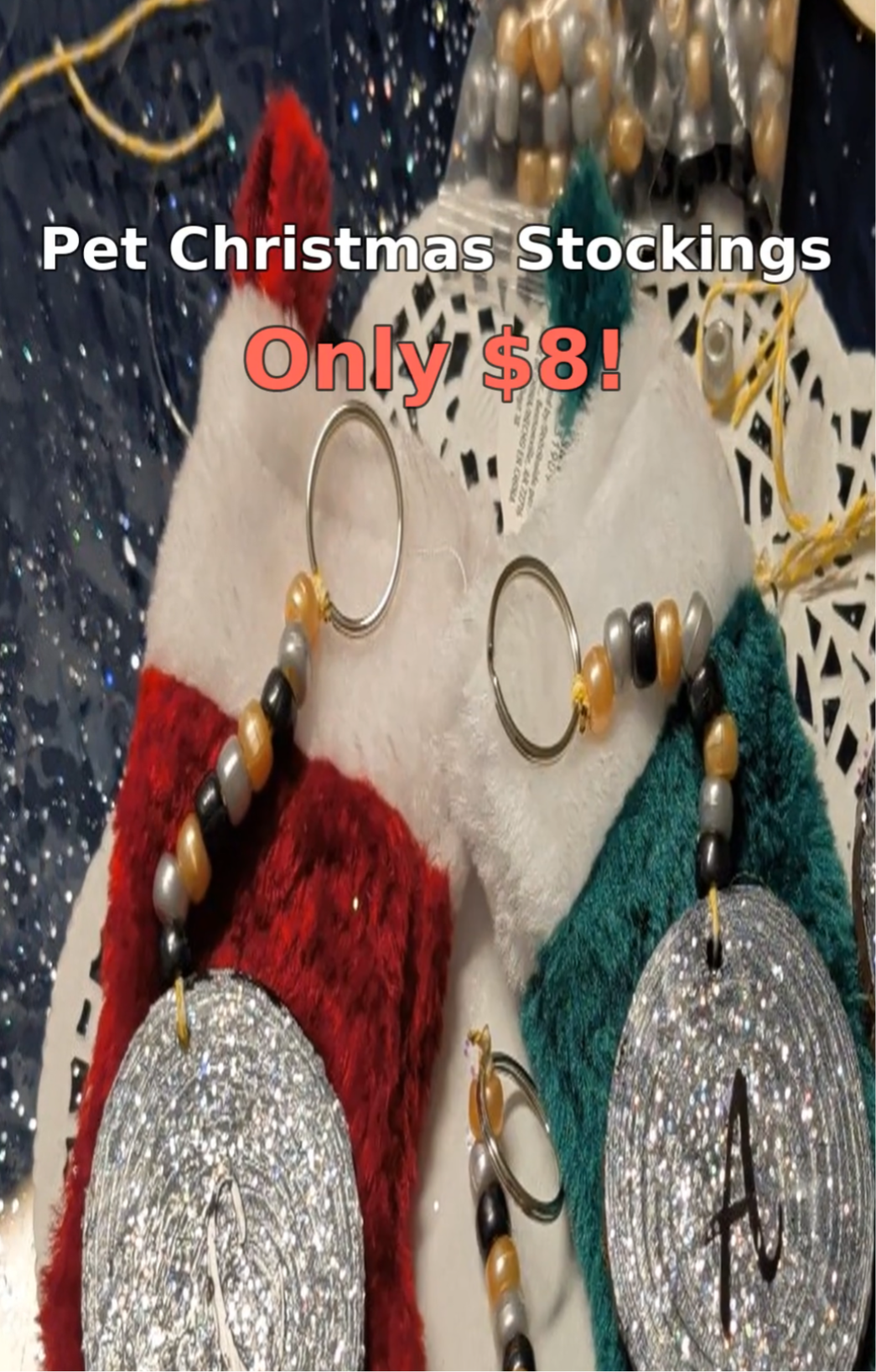 Personalized Glitter Letter Ornament & Pet Christmas Stocking – Handmade Holiday Gifts