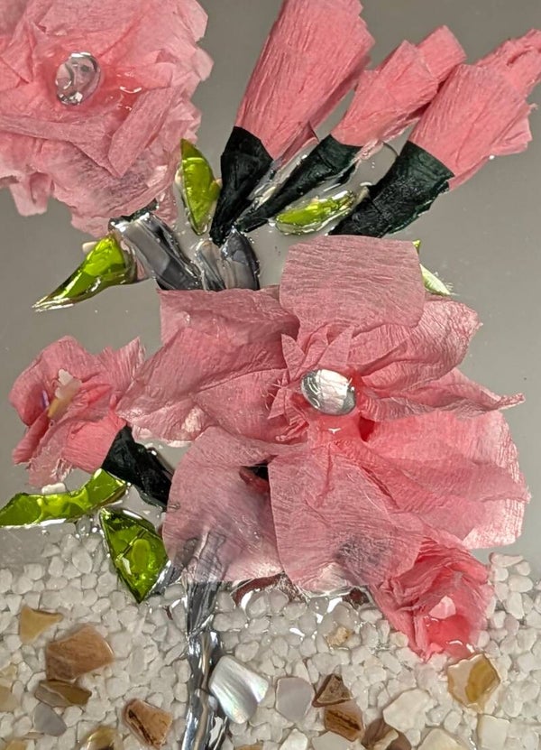 pink delicate flowers wall art