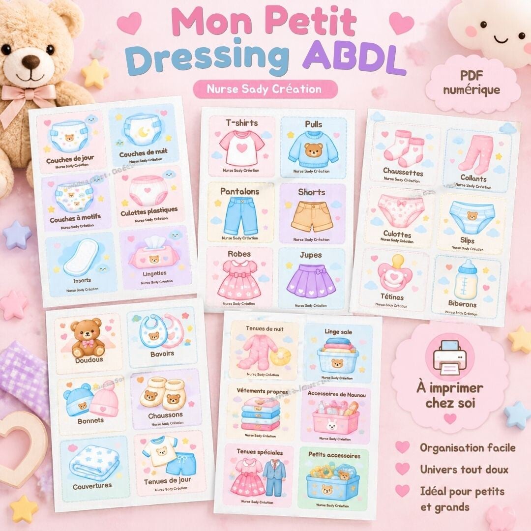Mon Petit Dressing ABDL — 42 Étiquettes à Imprimer