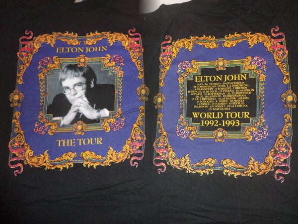SIR ELTON JOHN collector T Shirt world tour 1992 1993 vintage mais neuf offert par le staff au Negresco a Nice decors de Gianni Versace luxe