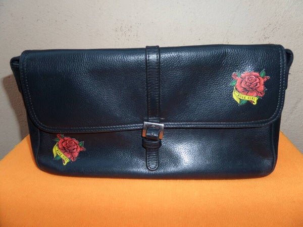 LONGCHAMP sac a main épaule bandoulière pochette cuir refashion roses vintage luxe chic