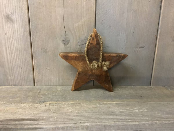 Houten ster met touw klein