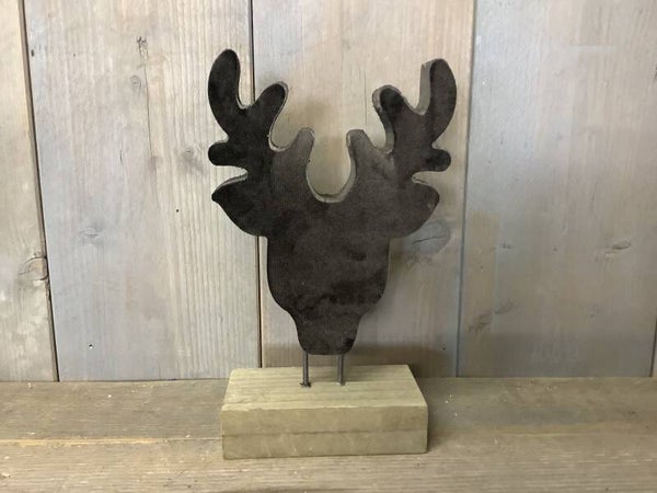 Rendier hoofd met velours zwart