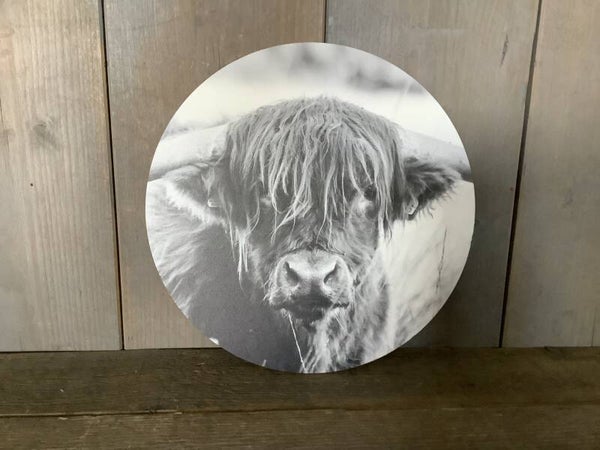 Muurcirkel hooglander grijs