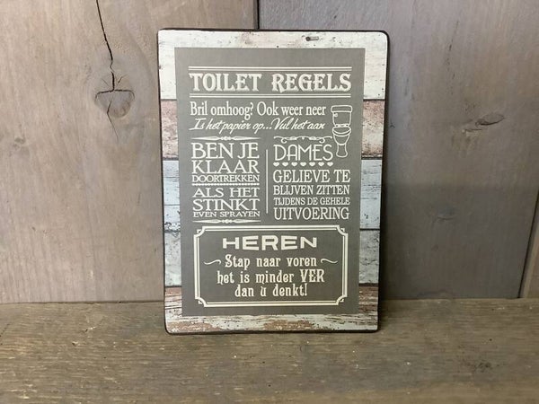 Tekstbordje toilet regels