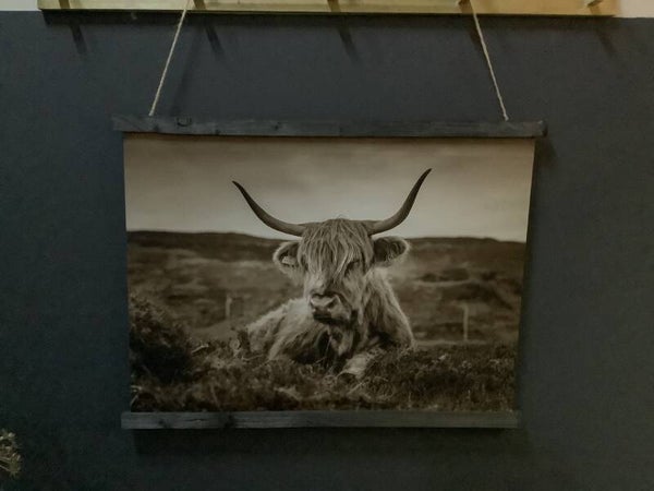 Wanddoek horizontaal hooglander liggend