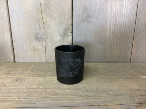 Windlicht zwart met tijgerkop