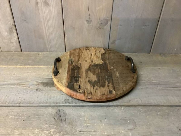 Dienblad rond met ijzeren handvaten 2