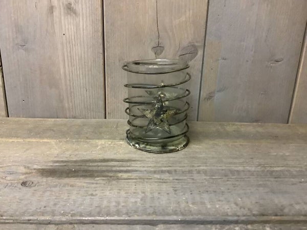 Windlicht ijzer met glas