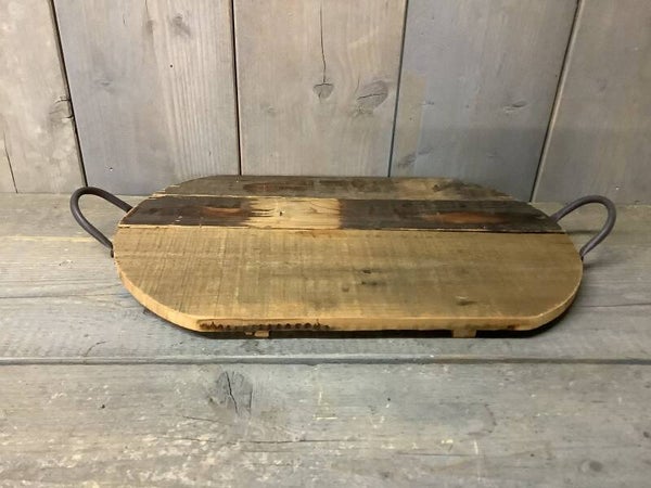 Dienblad ovaal met ijzeren handvaten groot 2