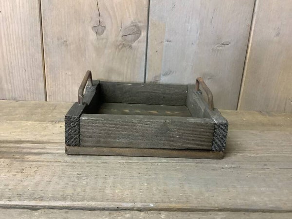 Dienblad zwart met ijzeren handvaten klein