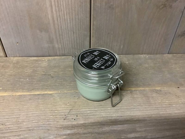 Kaars in glazen potje pale green