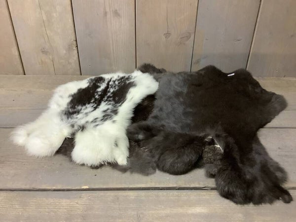 Konijnen vacht zwart/grijs