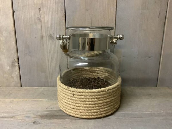 Windlicht met touw excl decoratie
