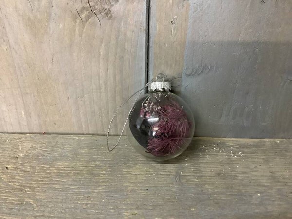 Glasbal met droogbloemen klein