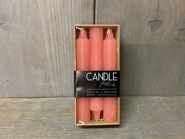 Kaarsen old pink 6 stuks