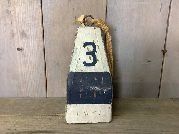 Houten sierpaal met touw blauw