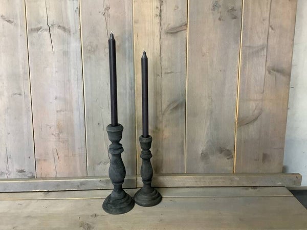 Houten  kandelaar zwart groot