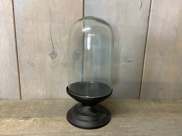 Glazen stolp op voet zwart