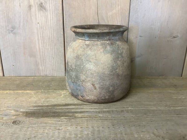 Stenen pot blauw/bruin