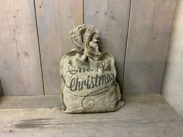 Kerstzak shabby “merry Christmas”