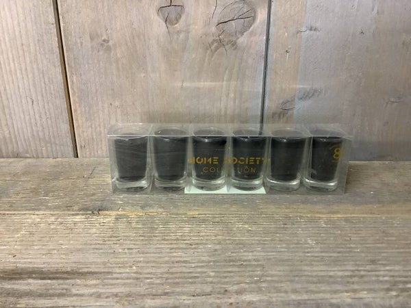 Mini kaarsje in glaasje zwart 6 stuks