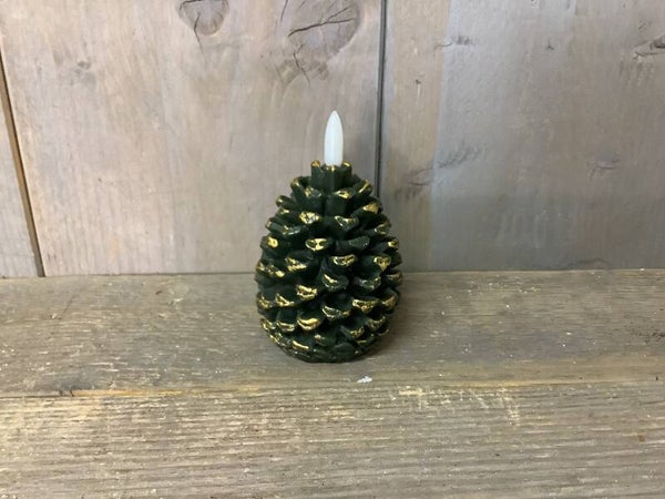 Dennenappel kaars led groen