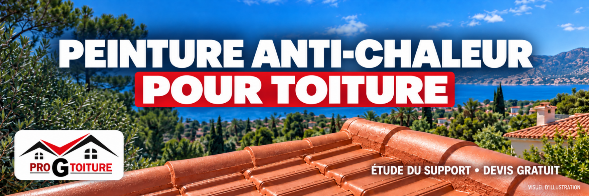 Toiture en tuiles sous le soleil, illustration de la peinture anti-chaleur proposée par PRO-G-TOITURE dans le Var