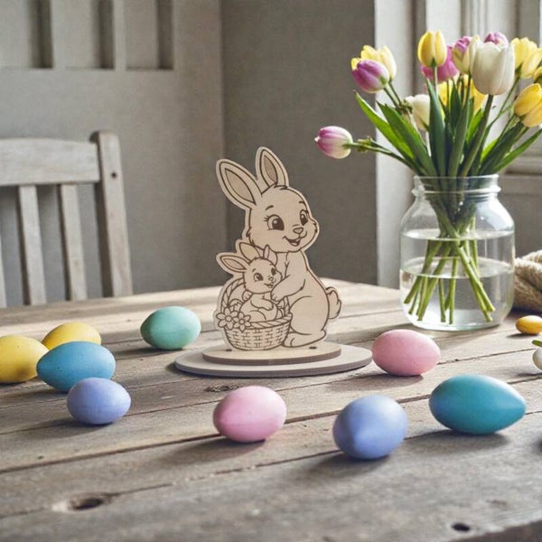 Lapin et son bébé dans un panier