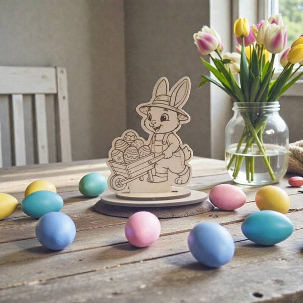 Lapin jardinier avec brouette