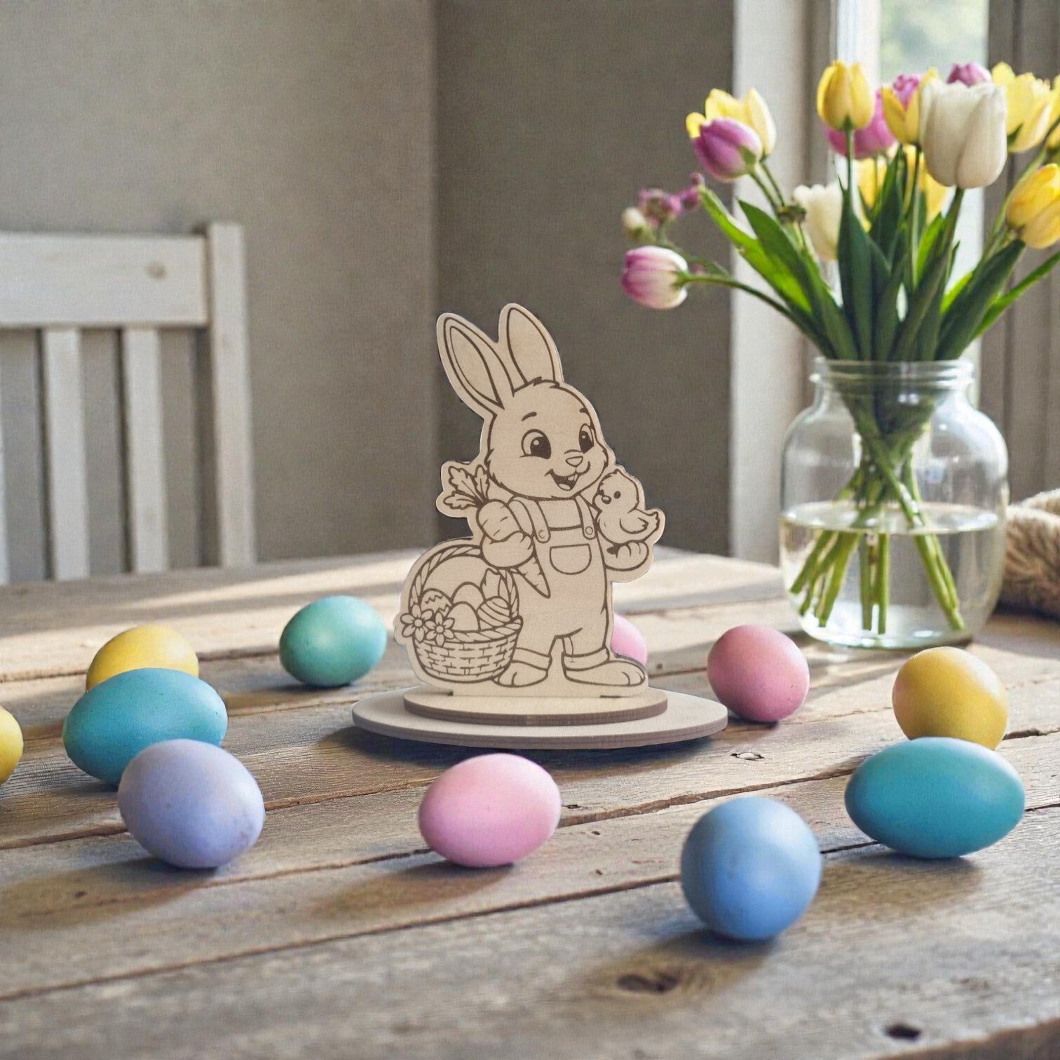 Lapin avec panier et carotte