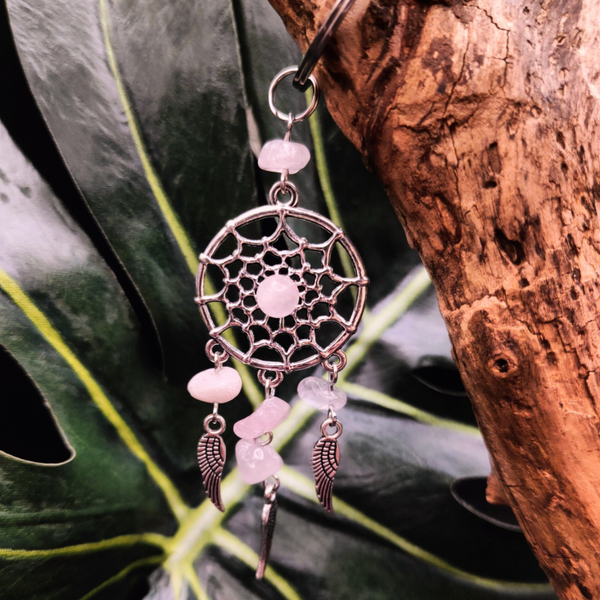 Sleutelhanger dromenvanger Rozenkwarts