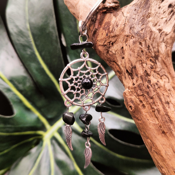 Sleutelhanger dromenvanger Obsidiaan