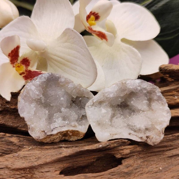 Bergkristal geode - paartje mini