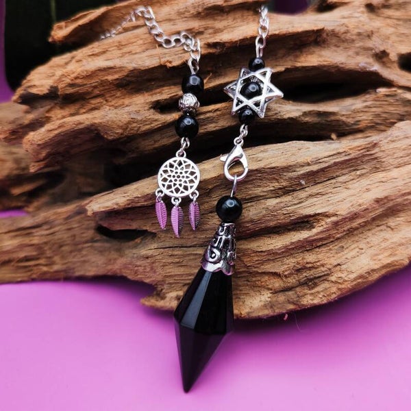 Obsidiaan pendel met dromenvanger