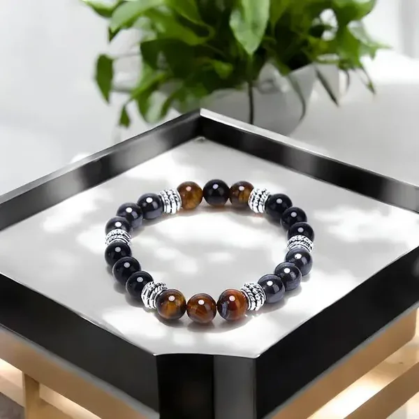 Bracelet "Protection" O.Tigre, Obsidienne Hématite