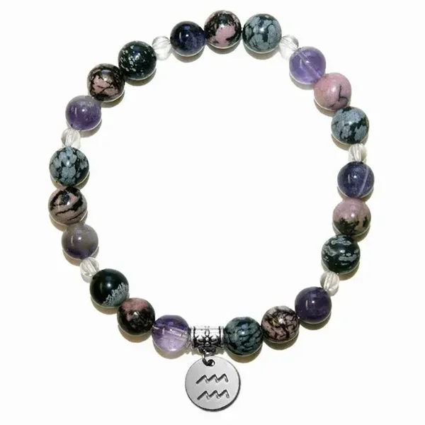 Bracelet Litho'Zodiac Verseau - perles de 8 mm