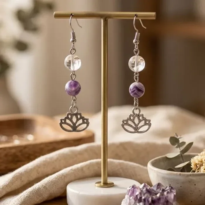 Boucles d’Oreilles Lotus – Élévation & Pureté