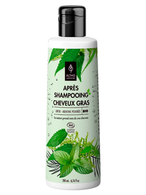 Après-shampooing cheveux gras bio - Ortie / Menthe poivrée