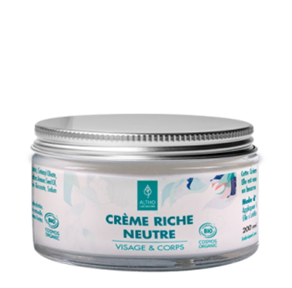 Crème riche neutre bio - visage et corps - 200 mL