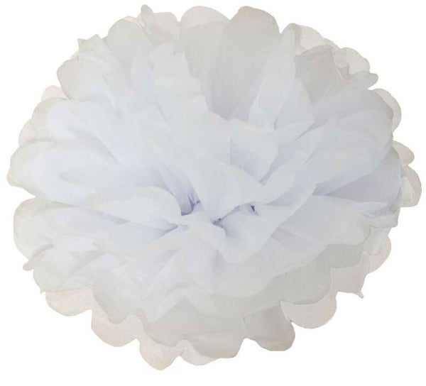 Pompom bloem wit 50cm