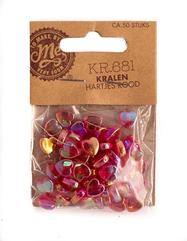 Hartjes kralen rood