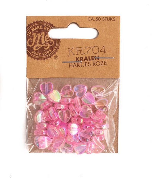 Hartjes kralen roze