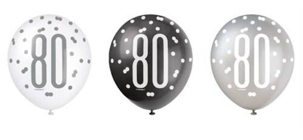 Ballonnen glitz black&silver ’80’