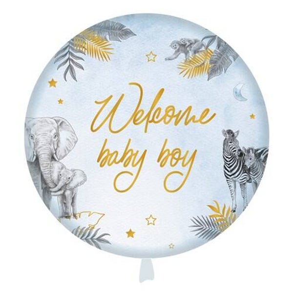 Folieballon baby safari ’Welcome baby boy’